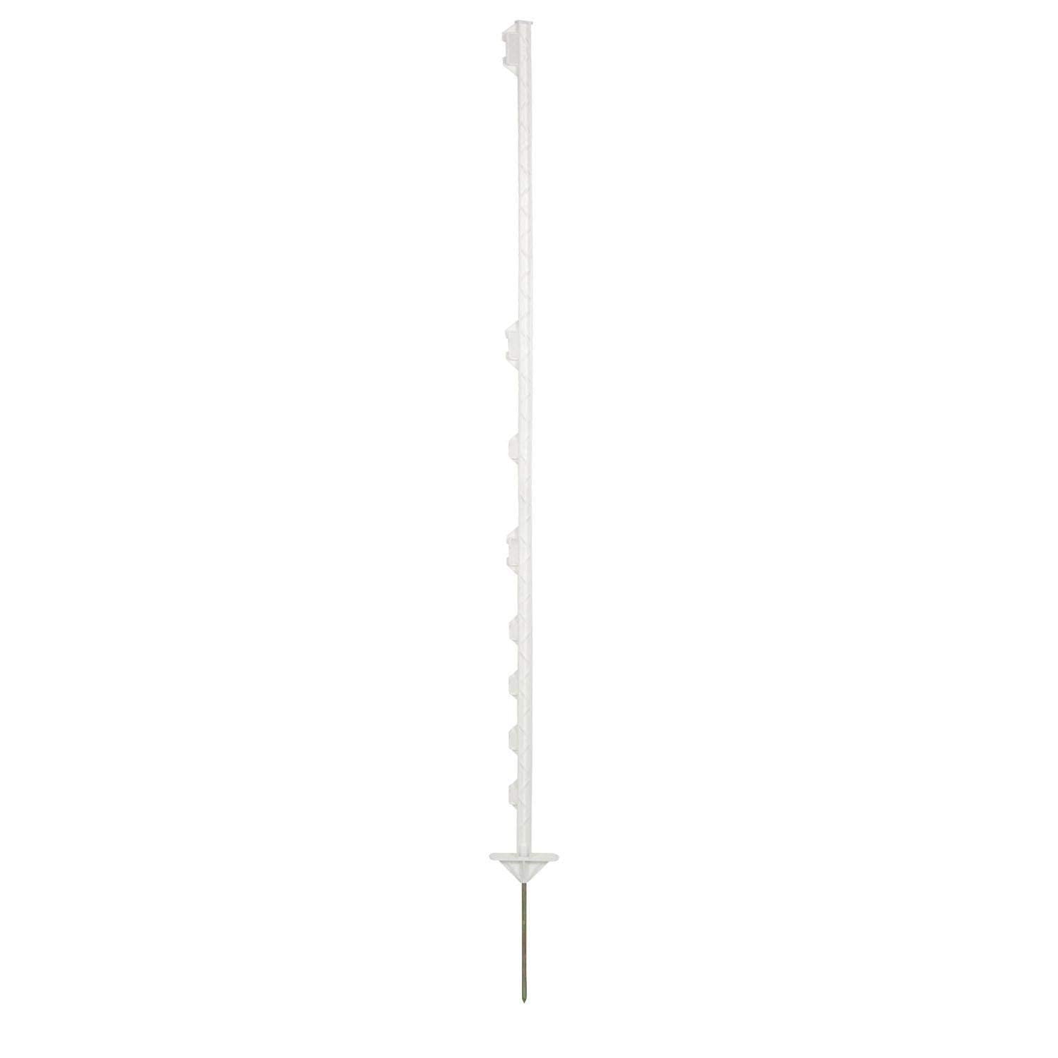 horizont Piquets de clôture plastique blanc, piquets plastique 20 pièces, hauteur 156 cm, avec 8 oeillets pour rubans, cordes, torons, avec double pas