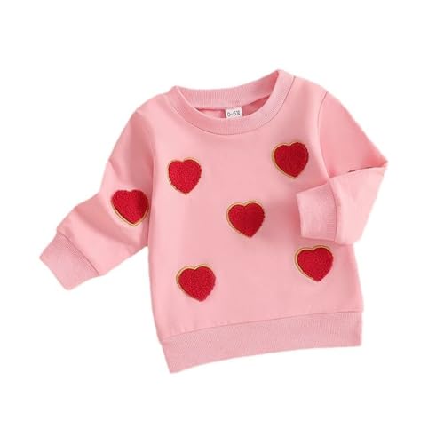 Baby Girls Heart Printed Sweatshirts Toddler Kids Cute Graphic Crewneck Long Sleeve Pullover Sweater Daily Birthday Outfits