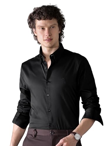 Image of BEYOUNG Regular Fit Formal Satin Shirt for Men | Full Sleeves | Men's Stylish Satin Silk Shirt | Formal Shirt | Buttondown Collar | Satin Solid Shirt for Men