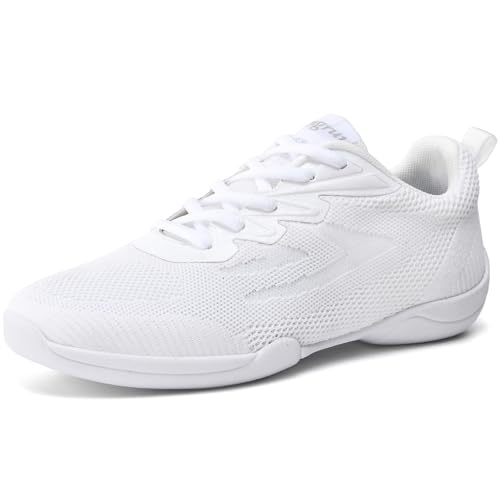 WUIWUIYU - WUIWUIYU Youth Girls Boys Mesh Competition Cheerleading Gear Shoes White Dance Athletic Training Cheer Sneakers Size 6 - -18%