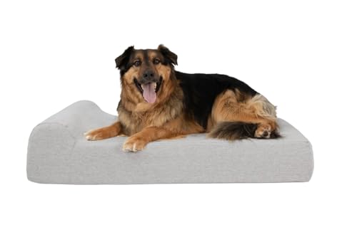 Barker Beds Large Orthopedic Dog Bed - 7 Pillow Top with Headrest - 50-70 lbs - Memory Foam for Joint Pain & Arthritis - Washable - 48x30x7 - Stormcloud Linen