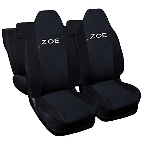 Auto Accessori Lupex Housses de siège auto compatibles Zoe | housses d'appuie-tête incluses | Made in Italy | Set de housses de siège avant et arrière | Logo brodé | Intérieur (noir/noir) Cover