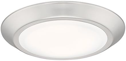 Quoizel Verge Flush Mount Ceiling Light, 7.75 Inch Brushed Nickel Low-Profile Light, Integrated LED 1300 Lumens, 15W, Close to Ceiling Light Fixture for Hallway, Kitchen, Bedroom, Living Room or Foyer
