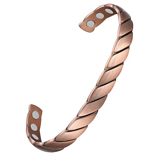Feraco Magnetic Copper Bracelets for Women, Braided Copper Bracelet for Arthritis Pain & Carpal Tunnel Relief Cuff Bangle with Strong Therapy Magnets, Jewelry Gift(Copper)
