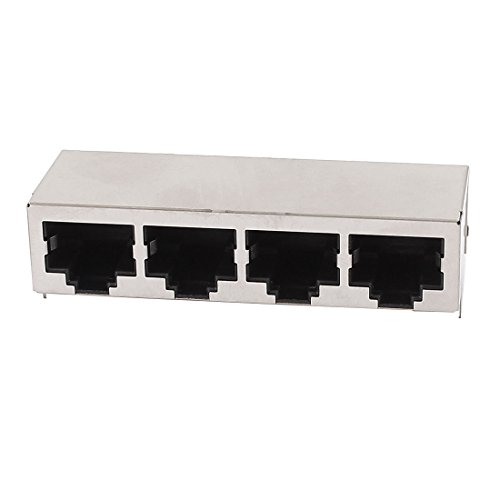 Conector RJ45 8P8C ángulo 90° 4 puertos hembra Aexit miniatura 1