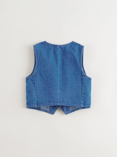 Image of marc & janie Girls Denim V Neck Vest Vintage Button Down Tank Jacket Sleeveless Soft Tops 241359
