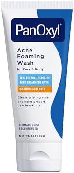 PanOxyl Acne Foaming Wash, 10% Benzoyl Peroxide, For Face & Body, 3 oz