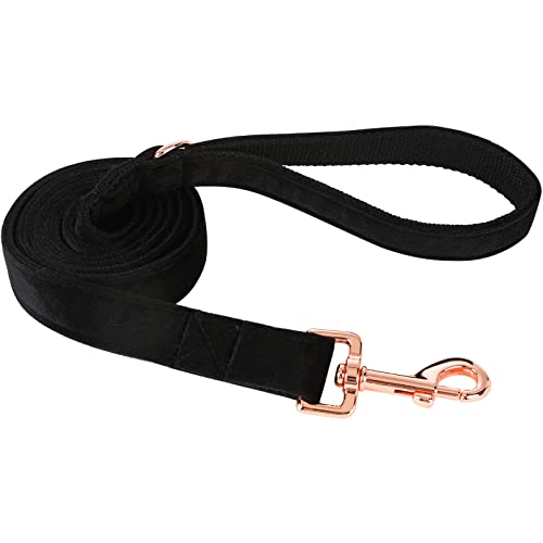 ARING PET Velvet Dog Leashes & Collars, Handmade Strong Black Velvet Walking Leash for Small to Large Dogs