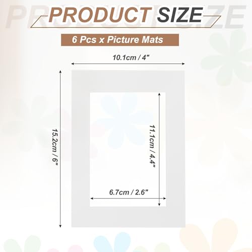 PATIKIL 6x4 Passepartout für 4x3 Fotos, 6er Pack vorgeschnittene säurefreie Passepartoutkarton mit weißem Kern für Bilderrahmen, Fotos, Drucke, Kunstwerke, Weiß