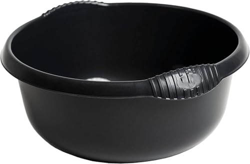 Plastic Washing up Bowl 36cm Round Basin Bowls with Moulded Handles Midnight Multi-Purpose Kitchen Vegetable Washing Bowls Sink Tidy Organizers