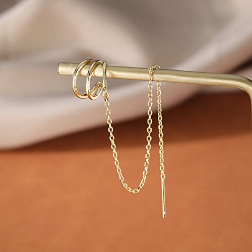 SLUYNZ 925 Sterling Silver Ear Cuff Earrings Chain for Women Crawler Earrings Wrap Helix Climber Earrings3