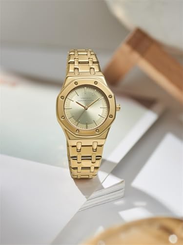 Image of French Connection Octa Edge | Analog | Champagne Sunray Dial | Gold Stainless Steel Strap | Watch for Women - FCB25GM