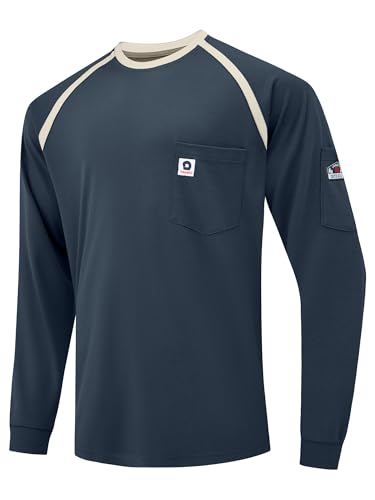 Image of VANDISI FR Shirts for Men 100% Cotton 6.5oz Lightweight NFPA2112/CAT2 Flame Resistant Shirts for Men Long Sleeve Multi-Pockets