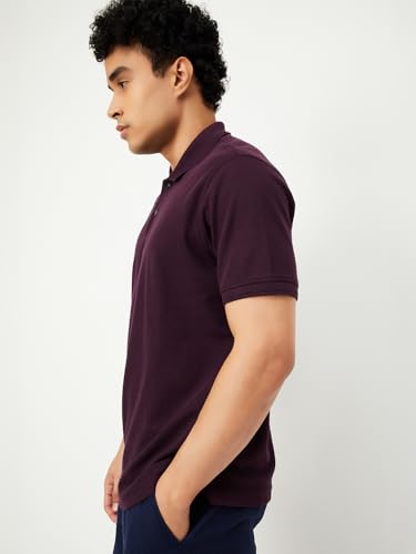 Image of Max Mens Cotton Blend Regular Fit Half Sleeves Solid Polo T-Shirt