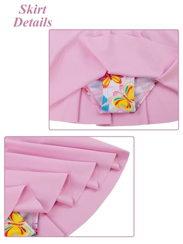 Image of BAOHULU Girls Two Piece Swimsuits Rash Guard Ruffle Bikini Skirt Short Sleeves Beach Dress Swimwear UPF 50+ 3-12Y