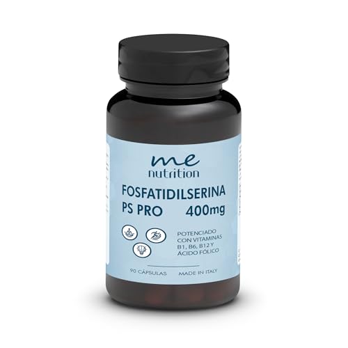 Fosfatidilserina Pura 400mg – Combate el Cortisol, 90 Cápsulas Mejora la Memoria y la Concentración, Reduce el Estrés - Suplemento Nootrópico con Vitaminas B1 B6 B12 Ácido Fólico – Me Myeasy