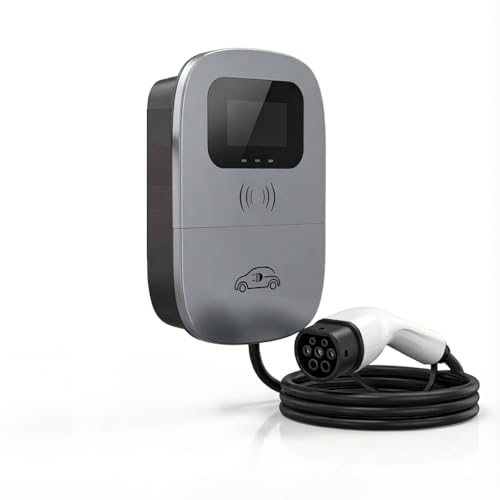 Image of Smart EV Level 2 Charger, Electric Vehicle Charging Station Hardwired 110-240V 32A Type 2 Home Charger with LCD Display,