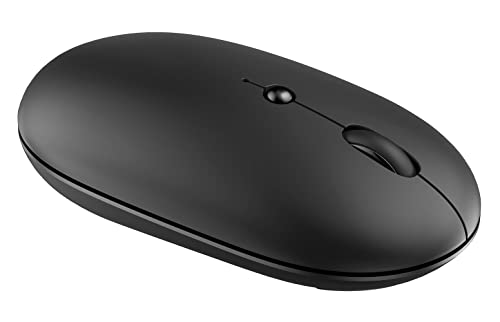 Ratón Inalámbrico por Mac/iPad/iPhone (Tri-Modo: BT 5.0/3.0+2.4G) /Android PC Ratón Bluetooth, Ratón Portátil Inalámbrico Silencioso, Mini Ratón para Tableta, 3 dpi Ajustable Bluetooth Ratón, Negro Cover