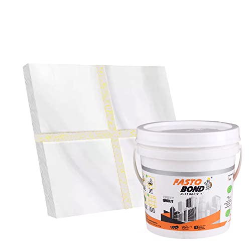 FASTO BOND Resin Epoxy Grout - 1 Kg-3 Kg & 5 Kg - Goldan_ Glitter-Sparkle Colors Tile Grout_Fastobond | 3 Components Only | Premixed Glitter For Uniform Finish (1 Kg, White Golden), 1 Bucket