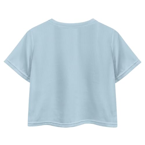 Image of Cute Crop Tops for Girls Short Sleeve Summer T Shirts Fashion Graphic Tees Crew Neck Pullover Tee 5-14 Years