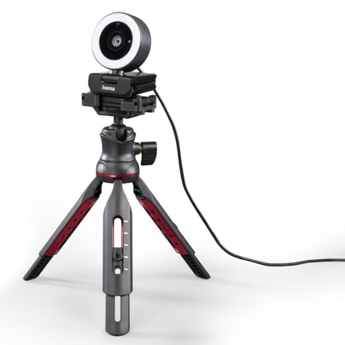Hama Hama Webcam mit Licht, Fernbedienung, Zoom, mobil (QHD 2K PC-Kamera mit Dual Mikrofon, Streaming-Cam, Ringlicht-Webcam Abdeckung, Autofokus, 360° drehen 89° neigen, 1/4-Zoll-Gewinde f. Stativ) schwarz - Funktionsansicht 17 | 4K-Webcams