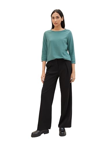 TOM TAILOR Damen Basic Langarmshirt mit dekorativen Knöpfen, 10697 - Sea Pine Green, XS – Ansicht 5
