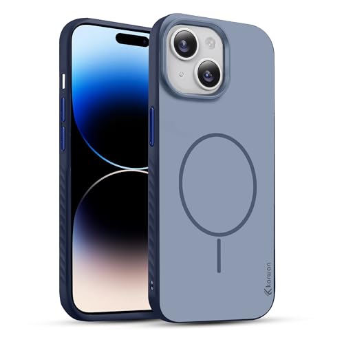 Image of KARWAN Slim Shockproof Back Case Cover Compatible with iPhone 15,Dual Layer Armor Protection with Matt Finish, Heavy Duty Cover with Magnetic MagEase Wireless Charging (Blue)