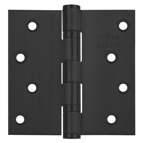 4" 316 Marine Grade Door Hinges XINSheng Heavy Duty Exterior 3 Pack(Black)
