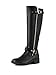 DREAM PAIRS Women's Knee-High Boots Comfortable Chunky Block Heel Round Toe Side Zipper Riding Fashion Buckles Biker Motorcycle Boots,Size 8,Black,UTAH