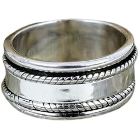 Vintage Style Spinner Ring, Intricate Engraved Design, Stainless Steel, 6 inches
