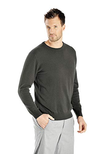 Cashmere Boutique 100% Pure Cashmere Crewneck Sweater Men – Pullover, Long Sleeve, Classic Style, Lightweight, Soft and Warm, Size Small