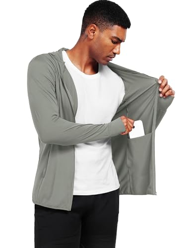 Image of NELEUS Men's Workout Fishing Shirts UPF 50+ Light Jacket Full Zip Sun Protection Long Sleeve Hoodie for Men Hiking