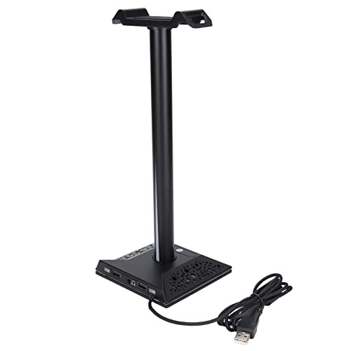 Soporte para auriculares RGB con base dual y concentrador de puertos USB y AUX 7