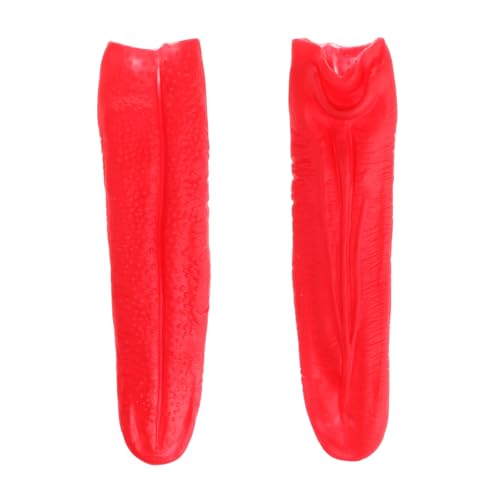 UPKOCH 2 Piezas Broma de Miedo Lengua Falsa Falso elástico lenguas Falsas de Halloween artículos de Broma Caca Falsa Oral decoración Fiesta comportate utilería de Terror Lengua Larga Rojo