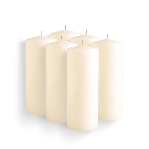 Simply Soson 2.5x6 inch Ivory Pillar Candles - Set of 6 Tall Emergency Candles