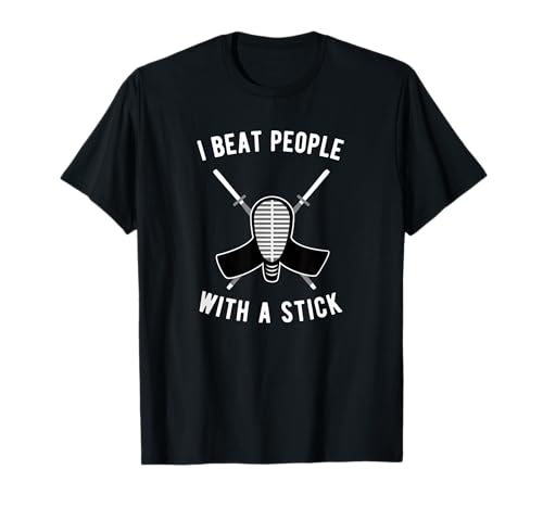 I Beat People With A Stick Funny Aikido Kendo Graphic T-Shirt