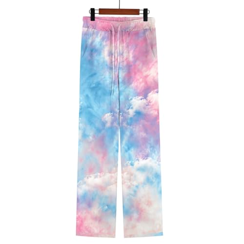 Tie Dye Lounge Pajama Pants For Men Baggy Stretchy Waisted Hip Hop Sweatpants Wide Leg Drawstring Highstreet Trousers4
