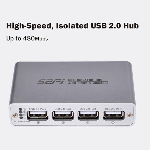 Image of GeeekPi USB Digital Isolation Hub, 4-Port USB 2.0, High-Speed 480Mbps, 3.75kV RMS Protection, Bidirectional Data Transfer, 89x50x23mm