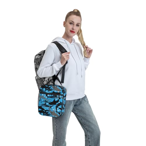 Wihukuy WIHUKUY-01 Abstract Sharks Insulated Lunch Bag Kids,Kids Lunch Box thumb #5