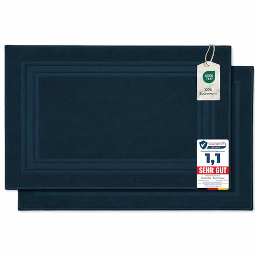 Komfortec 2er Badvorleger aus 100% Baumwolle, 600 GSM, Duschvorleger, Waschbar, Badteppich, Saugfähig, Frottee, 50x70 cm, Petrol