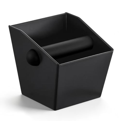 Astralong Recipiente para Posos de Café, Knock Box Espresso con Barra de Golpe Extraíble, Base Antideslizante, Accesorios Barista para Portafiltros, Hogar, Cafetería y Oficina (Negro)