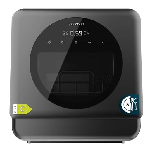 Cecotec Lavastoviglie Compatto Libero Installazione Desktop Bolero Forero 1150 Dark, 3 Posate, Basso consumo, 6 programmi, Touch Control Panel, Funzioni come Long Storage e Delay Start, Dark Inox