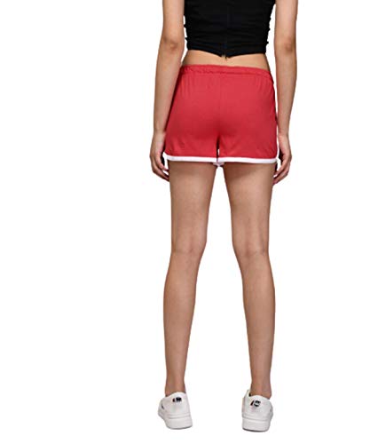 Image of KOTTY Cotton Lycra Red and Maroon Solid Women Night Short - Pack of 2 (Red&Maroon)
