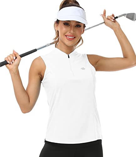Womens Sleeveless Golf Polo Shirt Sleeveless Golf Shirts For Women Tennis Shirts For Women Women's Golf Shirts Active Top Moisture Wicking Tennis Athletic Tee White Small #TOP2