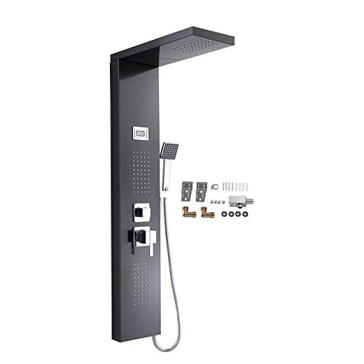 Panel Columna de Hidromasaje Ducha Pantalla LCD Columna Ducha Acero Inoxidable para Baño con 3 salidas de agua