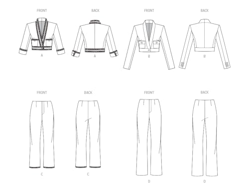 VOGUE PATTERNS V1993H5 Misses' Jacket and Trousers H5 (6-8-10-12-14), Multicoloured - Image 2