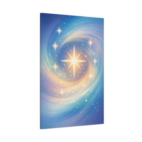 Toile Fairytale Stars bleu et or 80x120 pour un salon contemporain chic