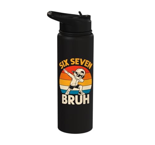 Six Seven Bruh Dabbing 67 Meme 6 7 Numbers Funny Boys Kids Stainless Steel Insulated Water Bottle