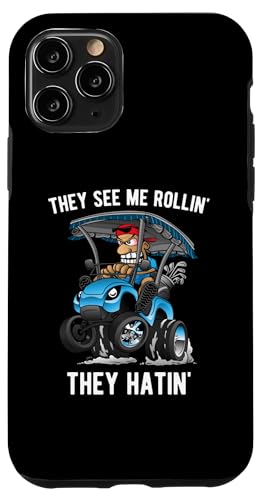 Divertente cartone animato They See Me Rollin' They Hatin' Golf Cart Custodia per iPhone 11 Pro
