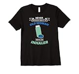Womens Never Underestimate an Old Woman with Inhaler Premium T-Shirt